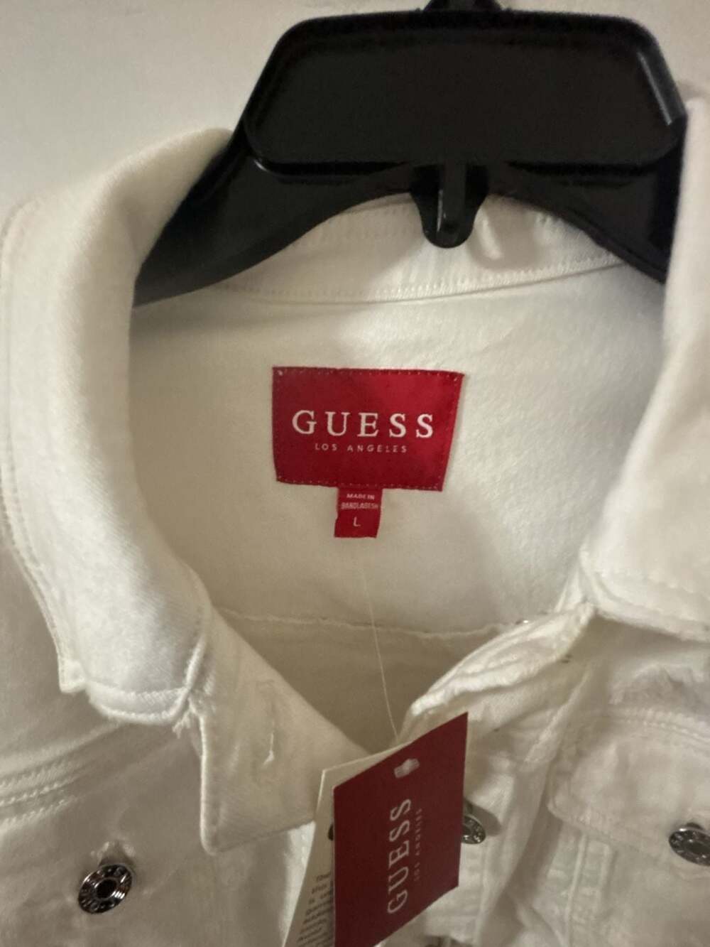Guess Los Angeles Denim Jacket Size L White Distressed